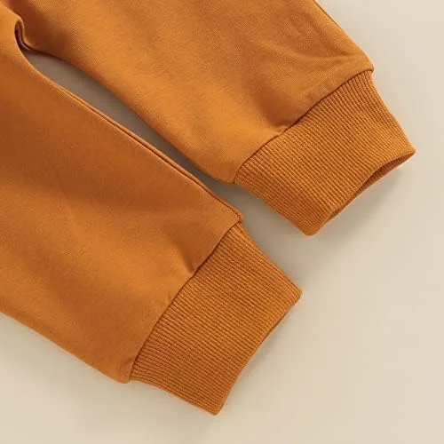 Vista 7 de wdehow Conjunto de 2 piezas para bebé niño pequeño, sudadera con estampado de letras + pantalones con cordón para otoño e invierno
