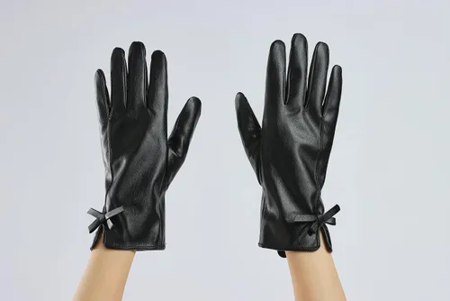 Vista 9 de Sahabowi Guantes de cuero para clima frío Manopla de lana cálida de invierno para mujeres