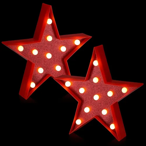 Vista 9 de Tarpop - Letrero de pared con luces LED de marquesina de estrellas, funciona con pilas, color blanco