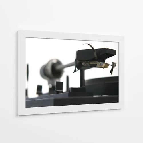Vista 9 de Canvas Lab Turntable I by Renee W. Stramel 11 x 7 in Fine Art Framed Print, Frame Color: Black, With Mat Architecture, Black and White