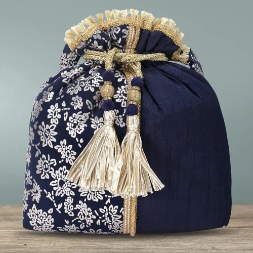 Vista 6 de Aheli Bolso de mano de seda bordada de diseño étnico para mujer (P24)