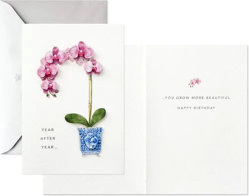 Vista 7 de Tarjeta de cumpleaños Hallmark Signature para ella (Orquídea)