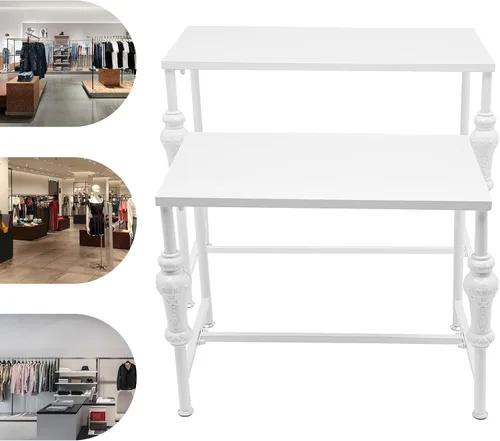 Vista 9 de Industrial Retail Display Tables, Set of 2 Standing Clothing Shoes Display Rack Adjustable Feet Boutique Display Table for Retail Store, Hotel