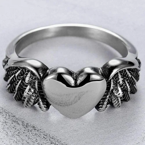 Vista 3 de Jude Jewelers - Anillo de boda con forma de corazón con forma de alas de ángel