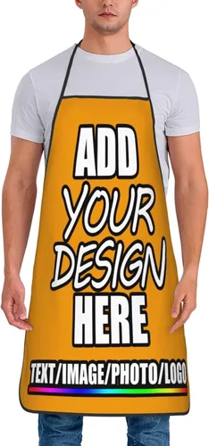 Vista 13 de Delantal personalizado personalizado para añadir nombre, foto, texto, logotipo, cocina ajustable para cocinero para hombres y mujeres