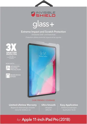 Vista 2 de Invisible Shield ZAGG InvisibleShield Glass Plus - Protector de pantalla de vidrio templado hecho para Apple iPad Pro de 11 pulgadas, transparente