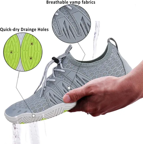 Vista 3 de Zapatos de agua para hombre y mujer, secado rápido, calcetines acuáticos, zapatos de buceo para playa, natación, surf, piscina, yoga, viajes, al