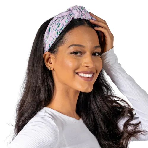 Vista 9 de Diadema anudada para mujer (beige con perlas), diadema ancha anudada, beige con ribete de encaje y perlas pequeñas