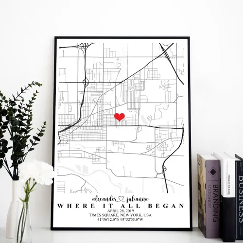 Vista 13 de VIRAGIL Mapa personalizado de dónde nos encontramos, Donde comenzó todo, Regalos de impresión de mapa de compromiso, Mapa de ciudad personalizado