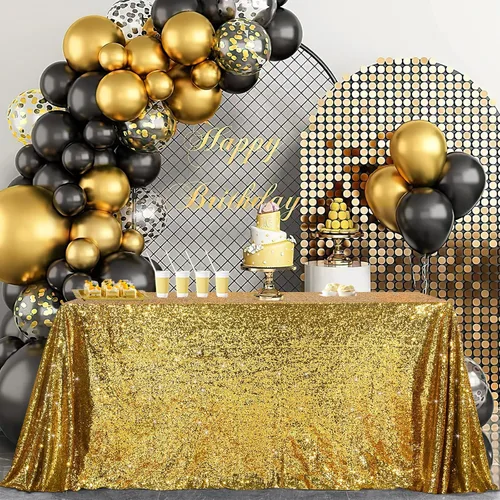 Vista 10 de B-COOL Mantel de lentejuelas con brillo para mesas, color azul bebé, mantel de lentejuelas para decoración de mesas, para bodas, Navidad