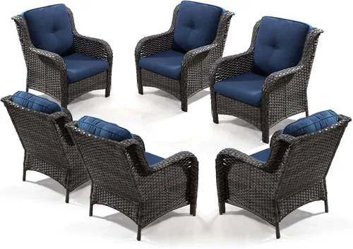 Vista 51 de Juego de 2 sillas de patio giratorias de 360 grados para exteriores y mesa auxiliar a juego – 3 sillas deslizantes de mimbre para patio con cojines