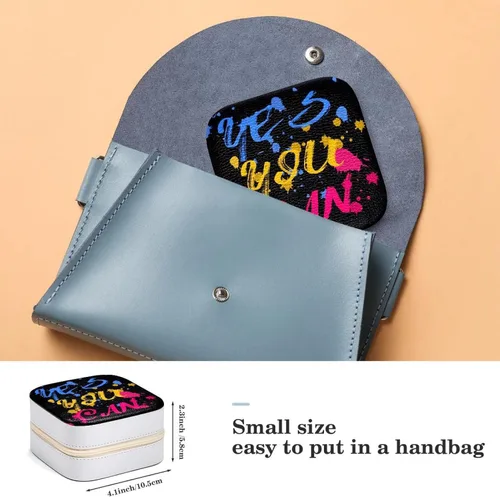 Vista 3 de RODAILYCAY Yes You Can Doodle Jewelry Box for Women GirlsPortable Mini Jewelry Travel Case OrganizerPU Leather Jewellery Storage Holder