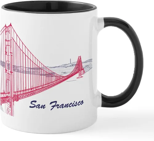 Vista 48 de CafePress Taza de café de cerámica de 11 oz (11.0 fl oz) de San Francisco Blanco - Taza San Francisco