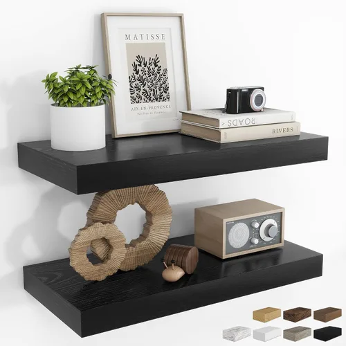 Vista 69 de RICHFOCUS Estantes flotantes de 8 pulgadas para estantes cuadrados de pared para dormitorio, cocina, baño, estante flotante de madera rústica