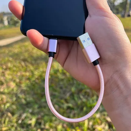 Vista 6 de Cable micro USB corto de 8 pulgadas, USB 2.0 A-macho a Micro B, cable de carga trenzado de nailon de alta velocidad, compatible con teléfonos