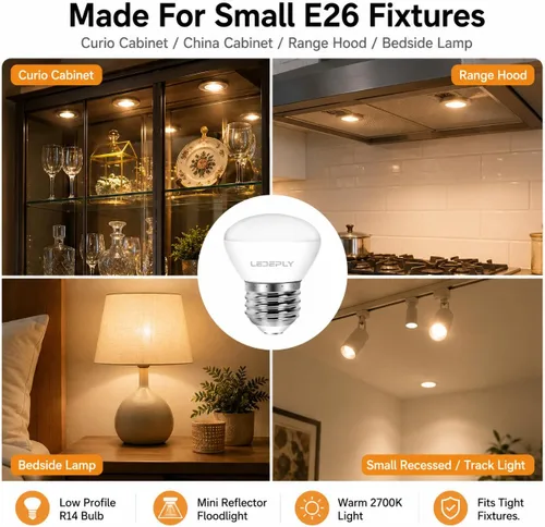 Vista 2 de Bombilla LED R14, 4 W = 40 W regulable E26 Base Mini LED Reflector