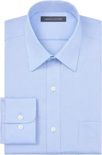 Vista 3 de Tommy Hilfiger Camisa de vestir sólida sin planchado para hombre, ajuste regular, exclusiva de Tienda