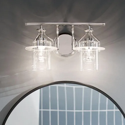 Vista 6 de Kichler Everett™ - Lámpara de tocador con 2 luces de 16 pulgadas con cristal transparente en níquel pulido