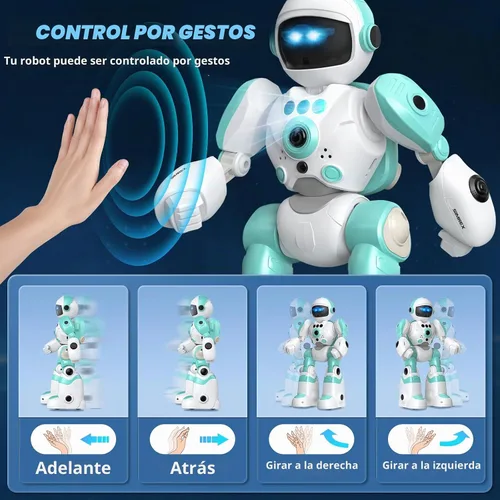 Vista 2 de SIMREX Juguetes Robot para Niños, Robot de Control Remoto, Robot Programable con Voz Grabada Música Danza Control de Gestos, Regalo para Niños