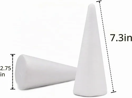 Vista 2 de Crafare - Paquete de 6 conos de espuma de poliestireno de 2,75x7,87 pulgadas para proyectos de árbol de Navidad, centro de mesa de boda, suministros