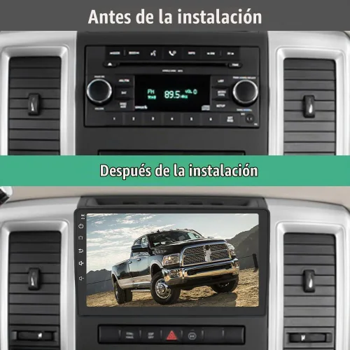 Vista 2 de Junsun Radio de coche estéreo Android 12 para Dodge Ram 1500 2500 2009-2012 Jeep Wrangler JK 2008-2018 con CarPlay Android Auto inalámbrico