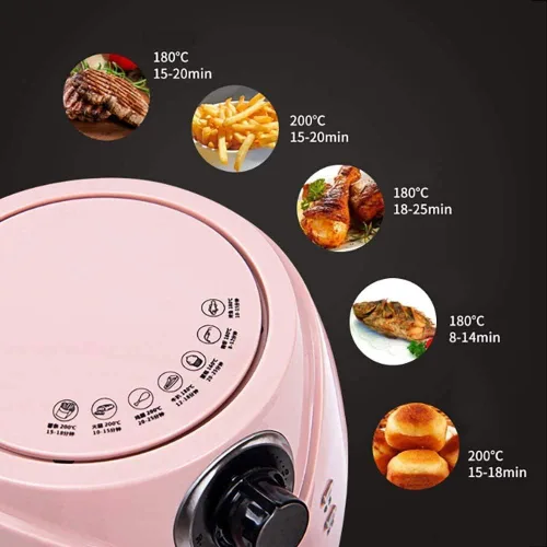 Vista 3 de 2.5L Air Fryer Household Oil-free, Timer & Temperature Control, Oil-Free, Non Stick Fry Basket, Dishwasher Safe Parts(Black)