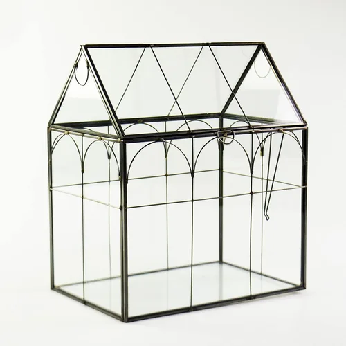 Vista 8 de Vidrio de terrario para invernadero de plantas grandes y altas con tapa, 8.7 x 5.9 x 10.6 pulgadas, kit de terrario de cactus suculentos