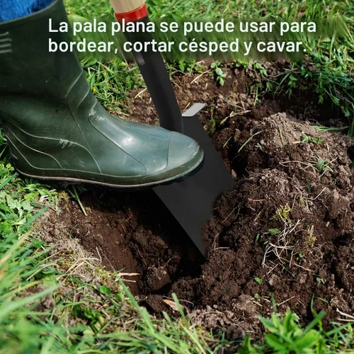 Vista 3 de VNIMTI Pala para Excavar, Pala Resistente con Mango en D de Madera, Pala Plana Cuadrada para Jardinería y Bordeado, 45 Pulgadas