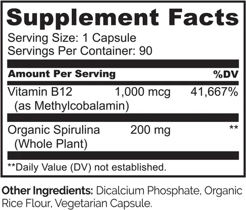 Vista 7 de NATURELO Vitamina D - A base de plantas de liquen - 180 mini cápsulas, vegano B12, 1000 mcg de metilcobalamina - 90 cápsulas