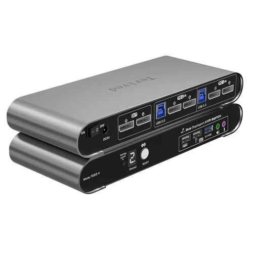 Vista 14 de interruptor KVM automático de 2 puertos DP USB 3.0 para dos computadoras y 1 monitor DisplayPort, 8K@30Hz 4K@144Hz, interruptor con tecla de acceso