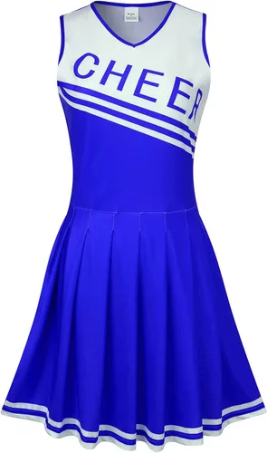 Vista 3 de GRAJTCIN Disfraz de animadora para niñas de 6 a 14 años, uniforme de animadora de Halloween