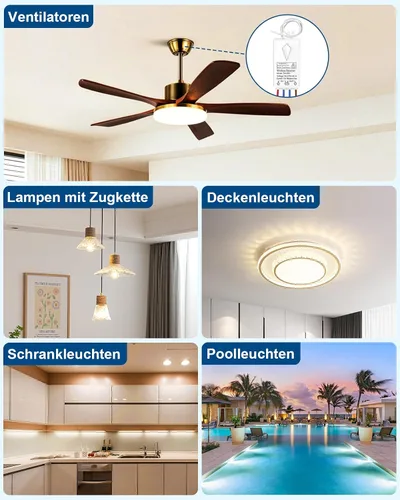 Vista 9 de Thinkbee Kit de interruptor de luz inalámbrico, interruptor de pared remoto con mini receptor, IP66 impermeable, 1969 pies para interiores