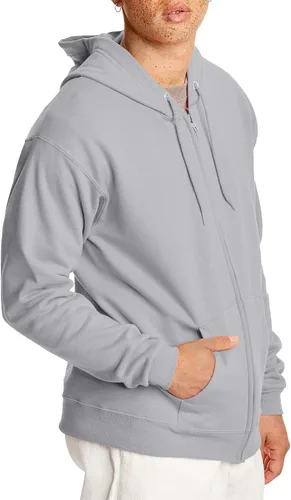 Vista 3 de Hanes - Sudadera EcoSmart con capucha y cremallera frontal hecha de una mezcla de algodón y vellón, de peso medio, para hombres