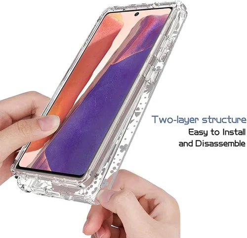 Vista 4 de Funda para Galaxy Note 20 5G, Samsung Note 20 para niñas, bonita funda floral de TPU transparente a prueba de golpes, funda protectora para Samsung