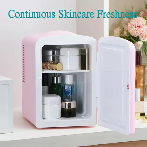 Vista 3 de Iceblue - Mini refrigerador retro de 4 litros/6 latas, mini refrigerador para productos de cuidado de la piel y maquillaje, enchufe de CA y cargador