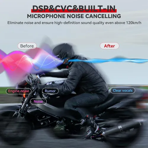 Vista 6 de XGP Sistema de comunicación de intercomunicador de auriculares Bluetooth para casco de motocicleta, para 2 pilotos, compartición de Negro
