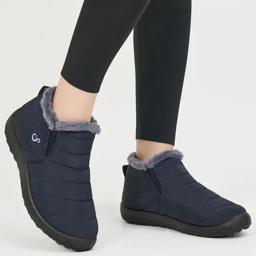 Vista 4 de Botas de nieve de invierno para mujer, impermeables, con forro de piel, cómodas, botas de exterior cálidas, antideslizantes, para invierno