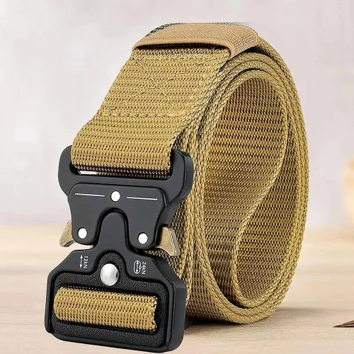 Vista 10 de Cinturón táctico para hombre - Cinturón de correa de nylon de servicio pesado con hebilla de liberación rápida