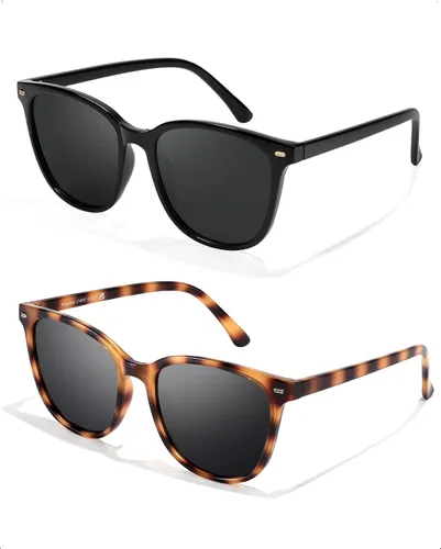 Vista 43 de FIMILU Paquete de 2 lentes de sol polarizados para mujer, lentes de protección UV400, montura grande, lentes de moda, elegantes