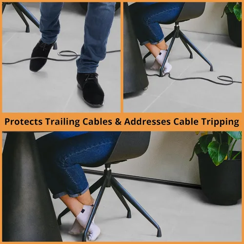 Vista 4 de ZhiYo 5ft Floor Cable Cover, Narrow Wire Protector for Corners, Black Negro