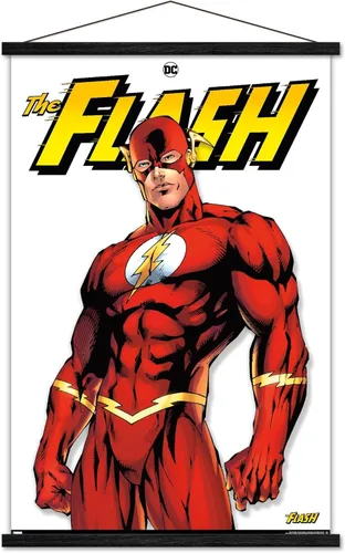 Vista 7 de Trends International DC Comics - Póster de pared con marco magnético The Flash Feature Series Juego de perchas de madera de haya y impresión de alta