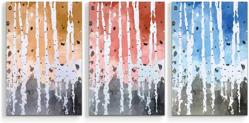Vista 10 de wall26 3 Panel Canvas Wall Art Silver Birch Pictures Home Wall Decorations for Bedroom Living Room Paintings Canvas Prints Framed - 16"x24" x 3