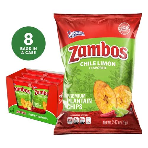 Vista 3 de Zambos Chile Limón Plátano Chips, 2.47 oz – Aperitivo crujiente, sin gluten – Sabor a lima chile audaz – (paquete de 8)