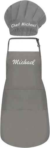 Vista 14 de Delantales personalizados para hombres y mujeres – Delantal personalizado con nombre bordado y bolsillos para cocina, pintura, manualidades, salón