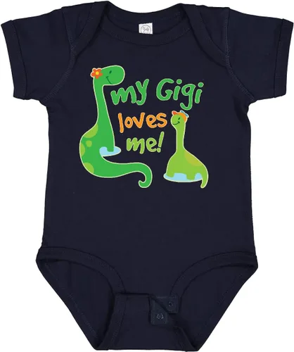Vista 19 de inktastic My Gigi Loves Me Grandson - Body de dinosaurio para bebé 0020 Blanco