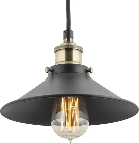 Vista 8 de Linea di Liara LL-P407 lámpara de techo industrial Andante, aplique de un foco con pantalla de metal y cable, con cubierta de 5 pulgadas, diseño