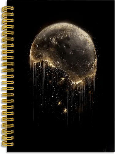 Vista 26 de Dark Witchy Moon Stars Notebook Journal, Celestial Astrology Witchy Gifts for Women Journal, Crescent Moon Face Starry Forest Spiral Notebook