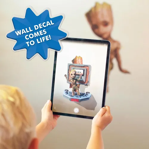 Vista 4 de Wall Palz Marvel Guardianes de la Galaxia Baby Groot - Calcomanías de pared para despegar y pegar con interacción de realidad aumentada 3D
