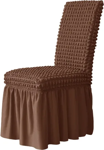 Vista 11 de Elastic Dining Chair Cover With Skirt, Polyester Spandex Furniture Protector, Removable And Washable, Universal(Beige,2 PCS)