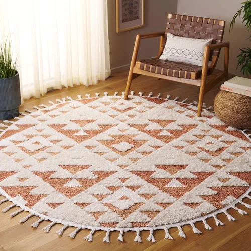 Vista 33 de SAFAVIEH Alfombra marroquí con borlas, 2 x 3 pies, marfil y marrón, no desprende pelusa y fácil de limpiar, textura alta y baja, ideal